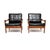 A stunning pair of Danish teak and leather armchairs by Illum Wikkelso. They were made in Denmark in the 1960’s. The...