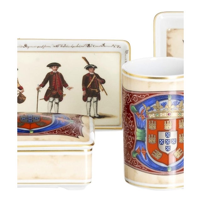 Ceramic Porcelain Cups, Trays and Boxes from Vista Alegre, Set of 6 For Sale - Image 7 of 8
