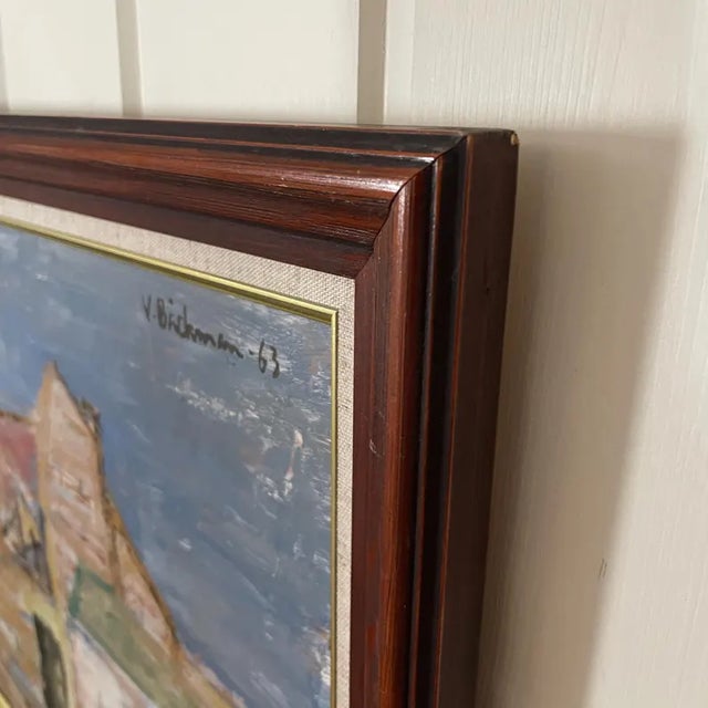 1963 Mid Century Swedish Modernist Oil Painting by Vidar Bäckman For Sale - Image 10 of 14