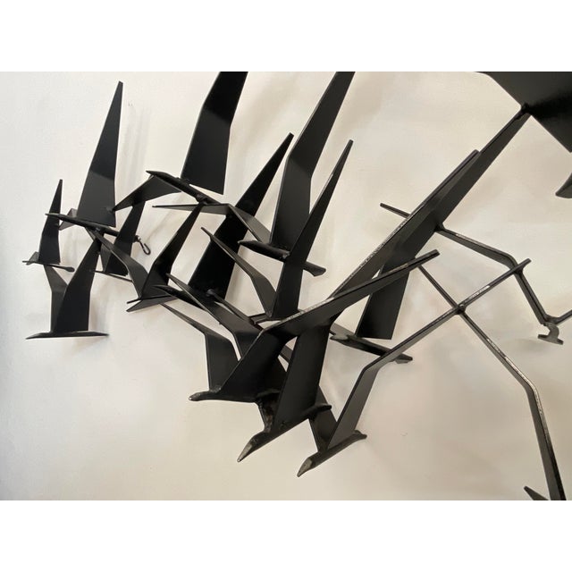 Black Mid-Century Modern C. Jeré "Flying Birds" Metal Wall Sculpture (1961) For Sale - Image 8 of 18
