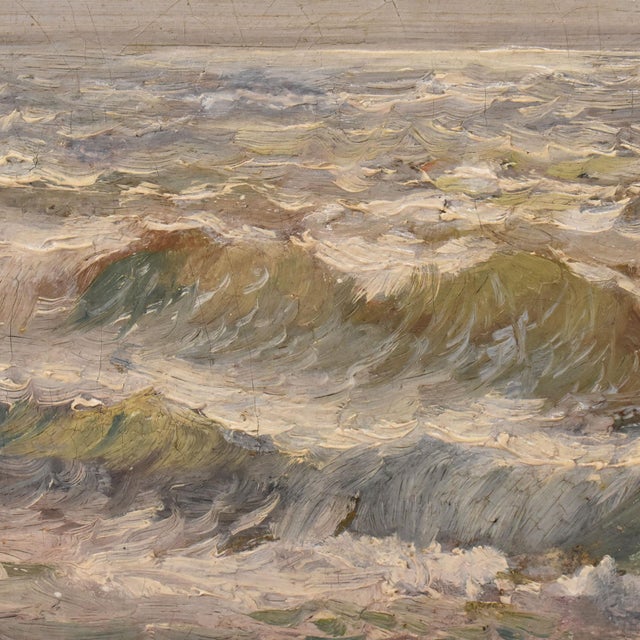 1920s Kees Terlouw, Waves and Sailing Boat, Oil on Canvas, 20th Century, Framed For Sale - Image 5 of 10