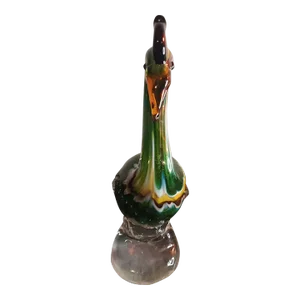 1980s Multicolor Art Glass Duck Figurine