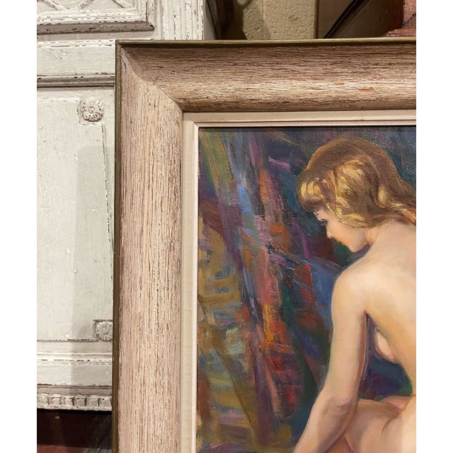Mid-Century French Framed Oil on Canvas Nude Painting Signed Albert Genta For Sale In Dallas - Image 6 of 11