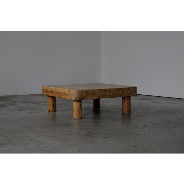 Square Pine Coffee Table, France, 1970s For Sale - Image 5 of 5