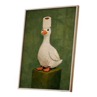 Vintage Duck Poster, Funny Bathroom Wall Art, Humorous Animal Print, Style Decor, Quirky Home Artwork, Unique Gift Idea For Sale