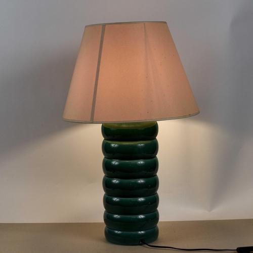 Ceramic Vintage Italian Table Lamp in Green Ceramic, 1980s For Sale - Image 7 of 9