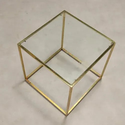 Vintage Coffee Tables in Brass and Glass, Italy, 1960s, Set of 3 For Sale - Image 4 of 8