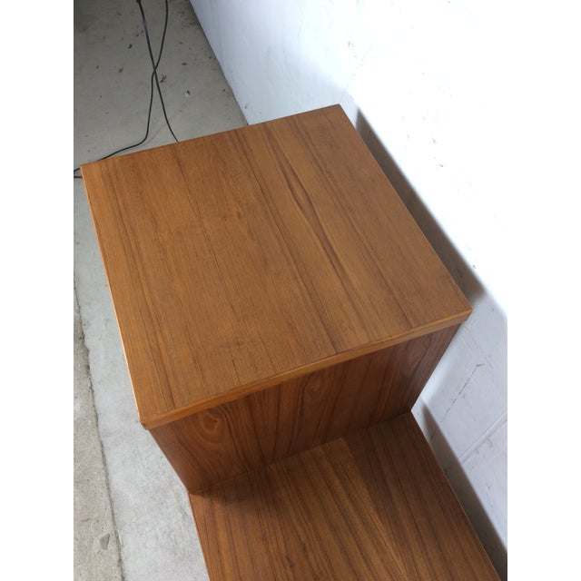 Brown Danish Modern Teak Media Storage Entertainment Stand With Step Design For Sale - Image 8 of 18
