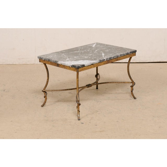 Mid 20th Century Spanish Gold/Iron Coffee Table with Marble Top Chairish
