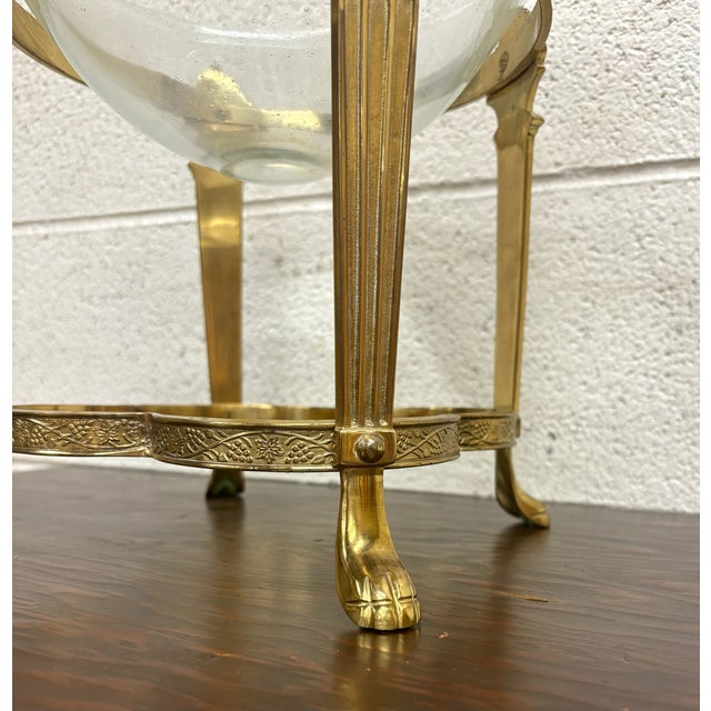 Vintage Bubbled Glass Fruit Bowl With Brass Stand For Sale - Image 12 of 12