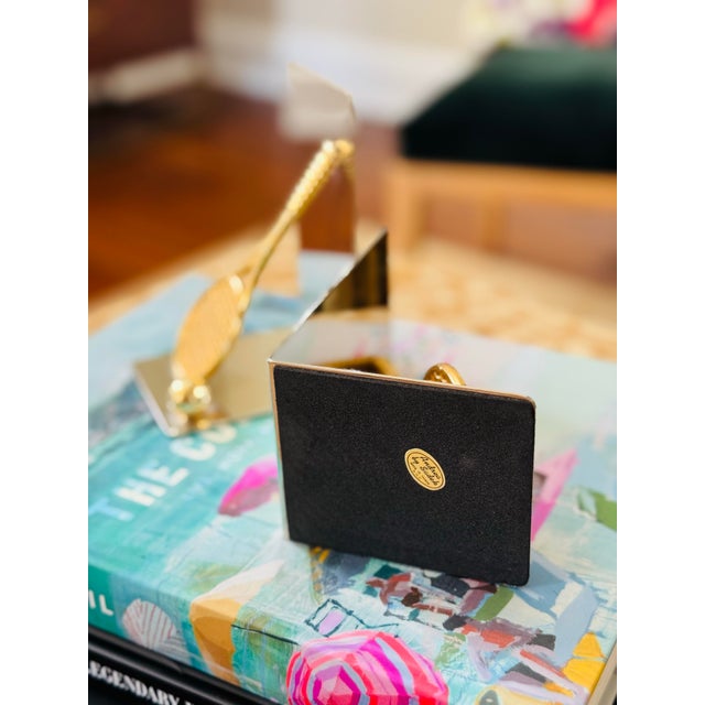 Vintage Chrome and Brass Tennis Racket and Tennis Ball Bookends- A Pair For Sale - Image 4 of 6