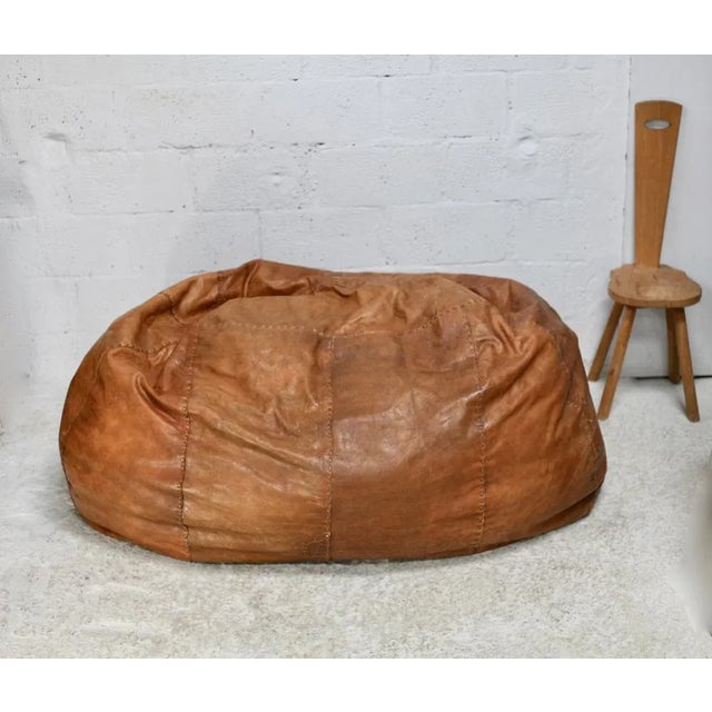 Animal Skin XL Leather Ottoman, Italy, 1970s For Sale - Image 7 of 18
