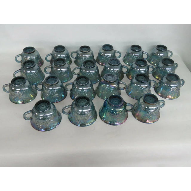 Glass Indiana Harvest Grape Style Carnival Glass Set of Punch Bowlnd 22 Cups For Sale - Image 7 of 11