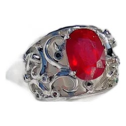 Art Nouveau Pigeon’s Blood Natural Ruby Cocktail Ring, Size 7 For Sale