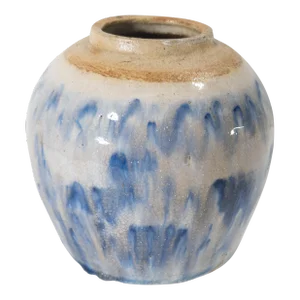Mid-Century Abstract Chinese Chinoiserie Blue and White Ginger Jar