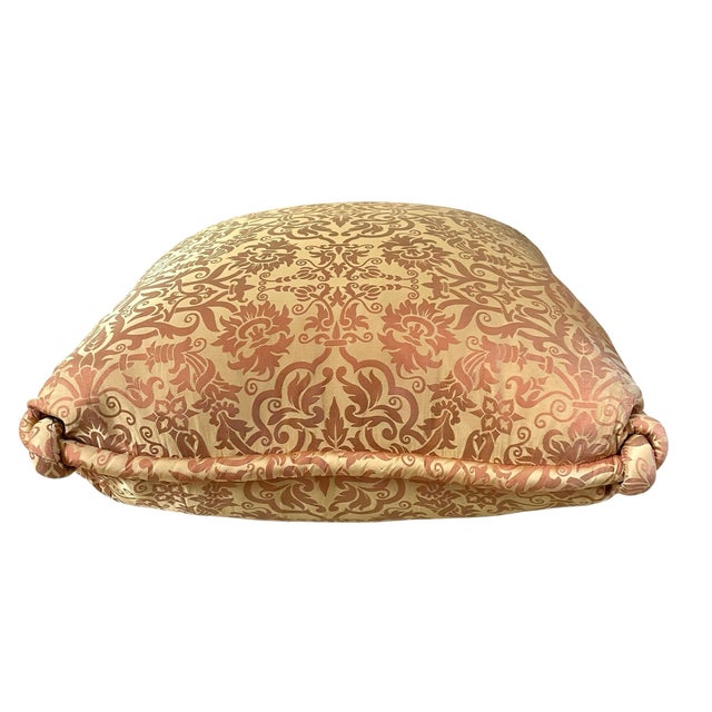 Early 21st Century Fortuny Silk Pillow in Burnt Orange & Gold Custom With Down Insert. 20”. For Sale - Image 5 of 8