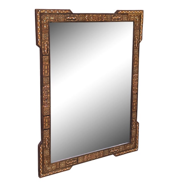 Art Deco Antique Marquetry Wood Inlaid Mirror For Sale - Image 3 of 4