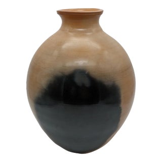 Vintage Hand-Thrown Raku Pottery Vase, Artist Signed For Sale