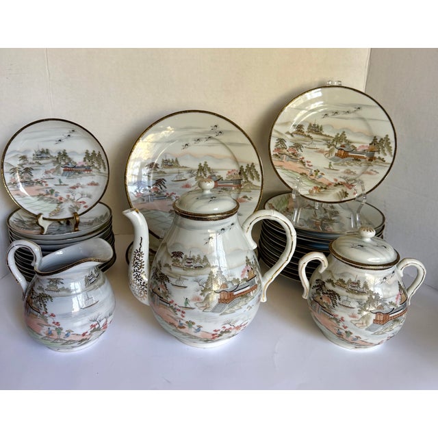 Here is a beautiful vintage Japanese porcelain luncheon and tea service dating to approximately the 1970s. This...