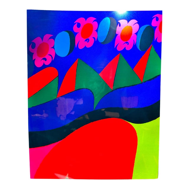 1980s Original Signed Carol Summers "Untitled" Landscape Acrylic Poster For Sale