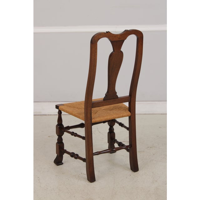 Set of 8 Country Queen Anne Rush Seat Dining Chairs For Sale - Image 11 of 18