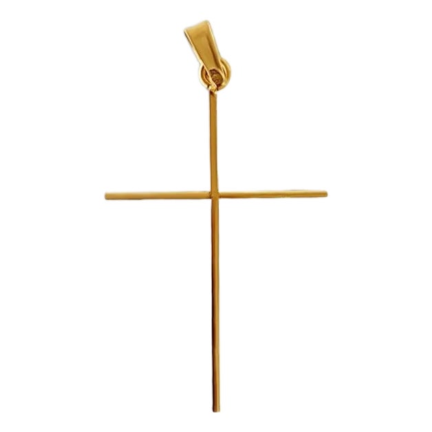 Skinny Dainty Gold Cross 14k Yellow Gold 16" For Sale