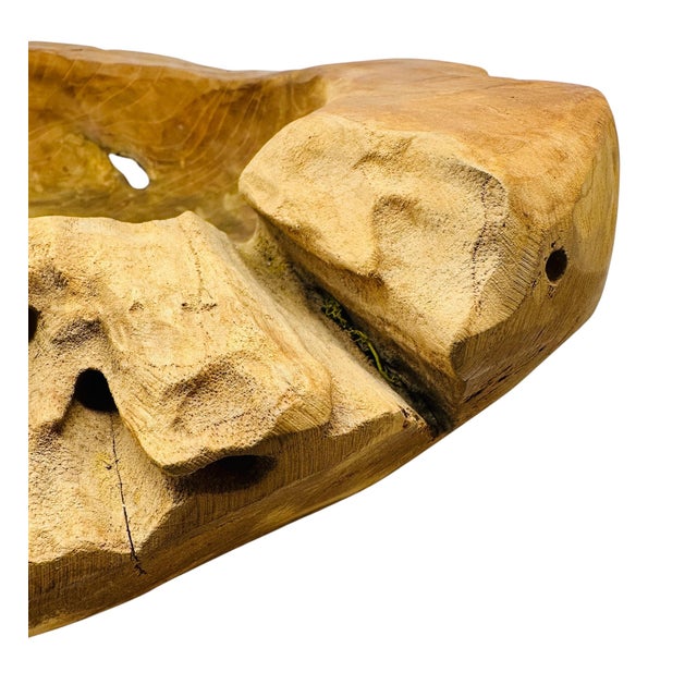 Monumental 20” Hand-Carved Teak Root Sculptural Centerpiece Bowl - 19 Lbs, Early 2000s For Sale - Image 10 of 18