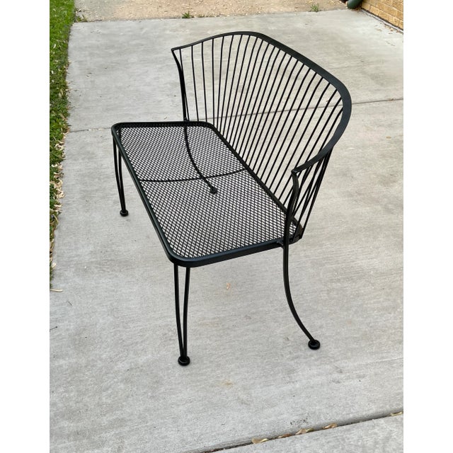 1980s Woodard Pinecrest Style Wrought Iron Garden Bench Loveseat For Sale - Image 4 of 6