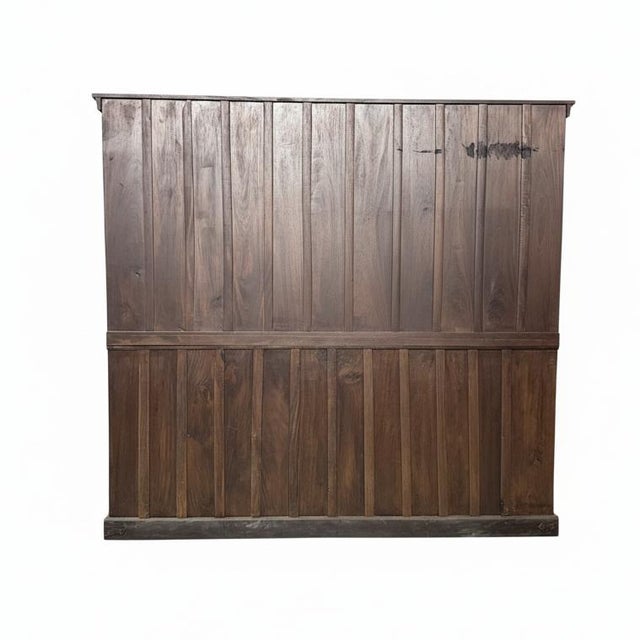 Brown Farmhouse Style Antique Door & Carvings Repurposed 89" Wide Bookcase Sideboard For Sale - Image 8 of 8