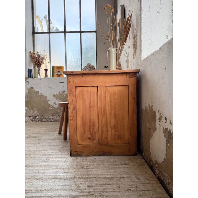 Brown Pine Workshop Desk, 1950s For Sale - Image 8 of 18