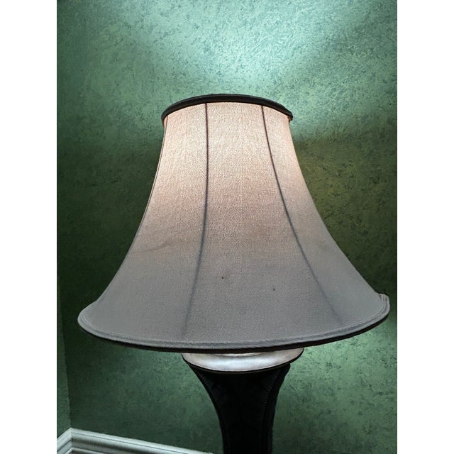 1980s Large Acanthus Leaf Table Lamp With Shade For Sale - Image 11 of 11