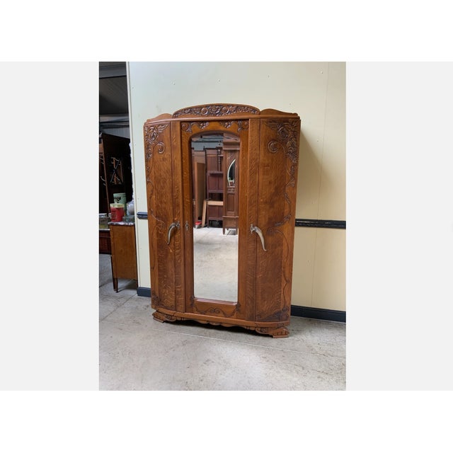 1930s Vintage Art Deco Wardrobe, 1930 For Sale - Image 5 of 9