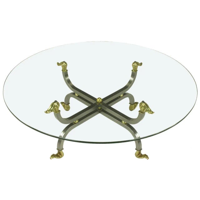 Brass Regency Brass & Gunmetal Coffee Table For Sale - Image 8 of 8