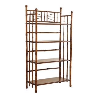 Antique Aesthetic Movement Burnt Bamboo & Oak Etagere Bookshelf For Sale