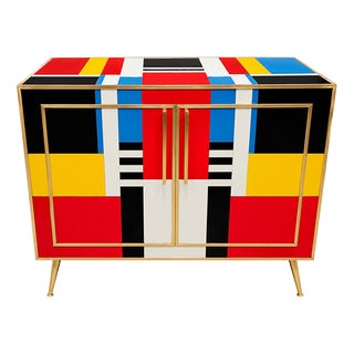 Multicolored Glass Sideboard, 1980s For Sale