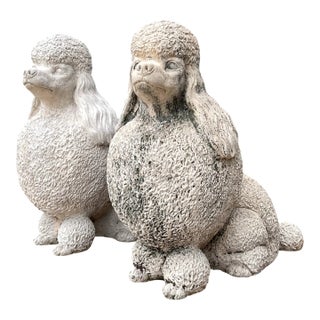 Vintage Cement Poodle Sculptures - A Pair For Sale