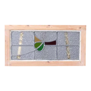 Antique Arts & Crafts Leaded Stained Glass Window, Stylized Floral Design, c1920