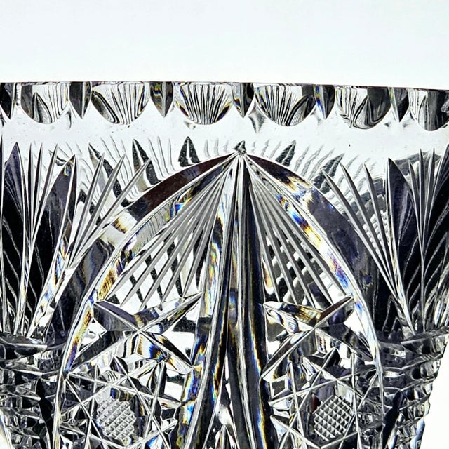 Bohemian Czech Hand Cut Glass Trumpet Vase For Sale - Image 11 of 12