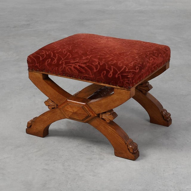 19th Century Gothic Revival Flemish Oak Footstool, Belgium For Sale - Image 15 of 15