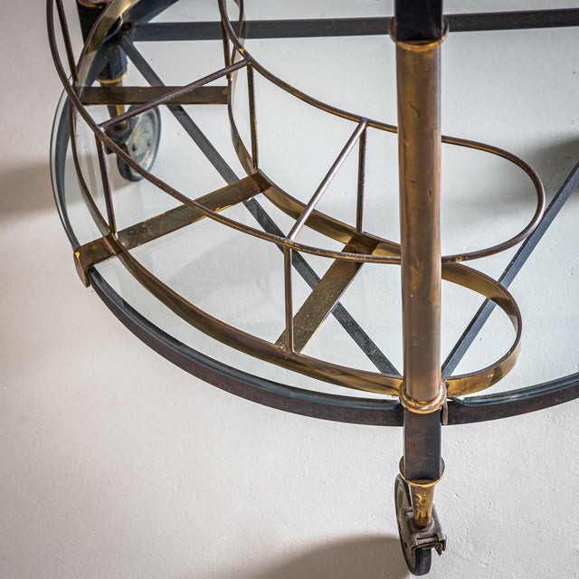 Metal Brass and Glass Bar Cart, Italy, Mid-20th Century For Sale - Image 7 of 18