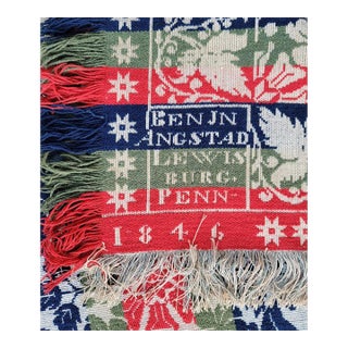 Benjamin Angstad Lewisburg, Penn, Coverlet Dated 1846 For Sale