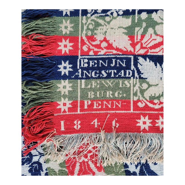 Benjamin Angstad Lewisburg, Penn, Coverlet Dated 1846 For Sale