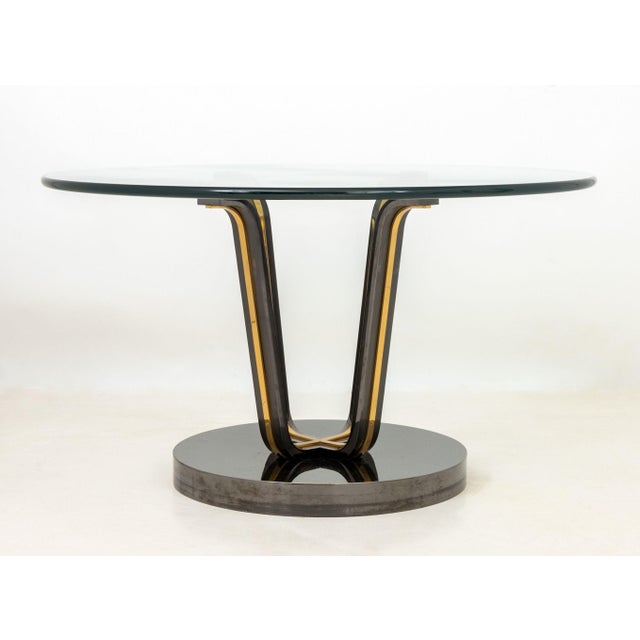 Renato Zevi 1970s Renato Zevi Attr. Glass and Chrome Circular Table For Sale - Image 4 of 7