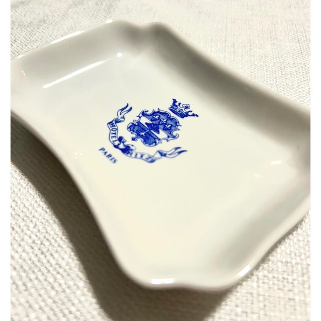 Mid-Century Modern MCM French 5-Star Luxury Ritz Paris Hotel White Milk Glass Ashtray Catchall Trinket Soap Dish For Sale - Image 3 of 6