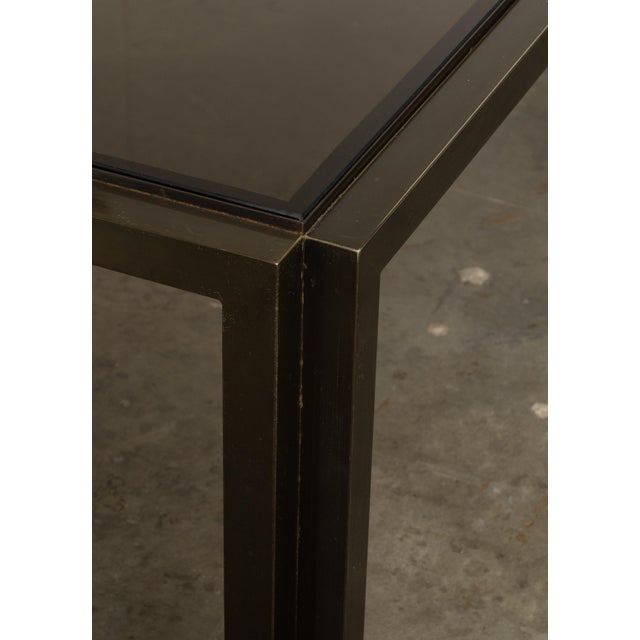 1960s Metallic Console Table Long & Low Glass Gunmetal Ultra Cool 73” For Sale - Image 14 of 16