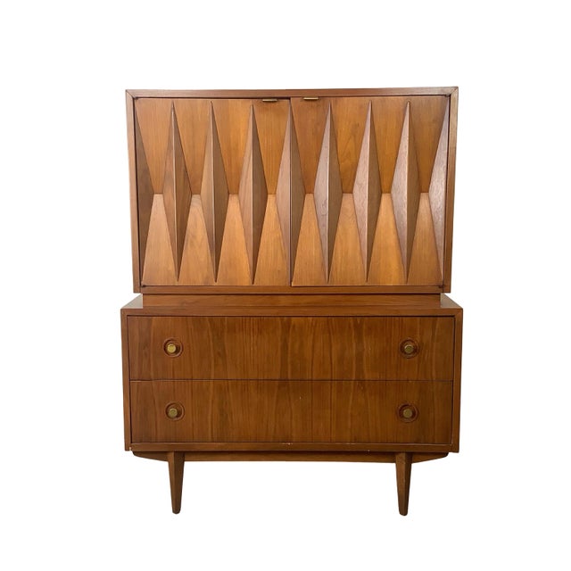 Wood American of Martinsville Harlequin Diamond Front Highboy Dresser For Sale - Image 7 of 17
