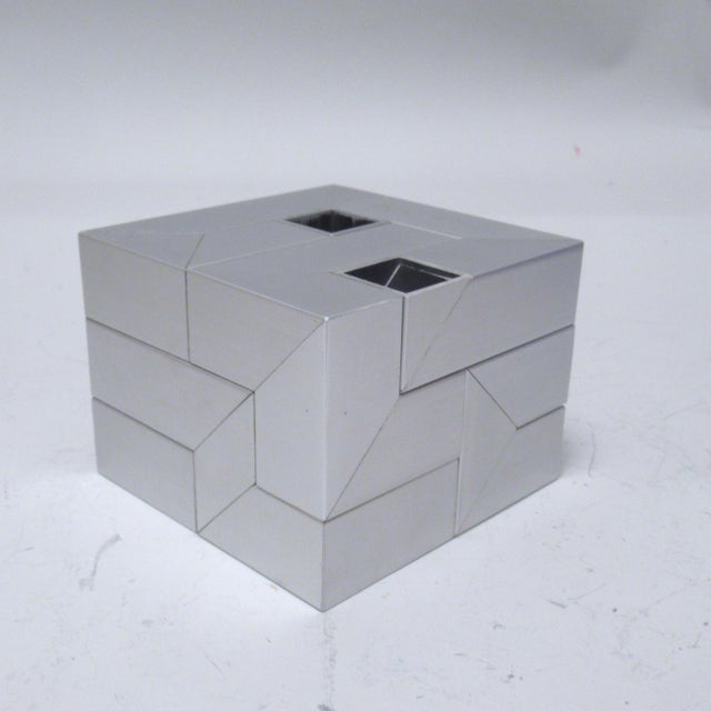 Stainless Steel and Aluminum 3D Puzzle Sculpture by Bernard Girette, 1970s For Sale - Image 4 of 6