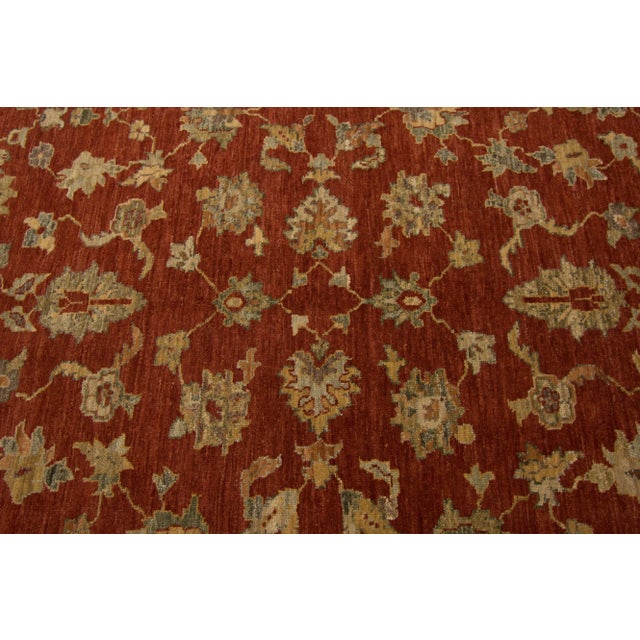 Early 21st Century Contemporary Indian Handmade Burnt Orange Floral Wool Rug For Sale - Image 5 of 10