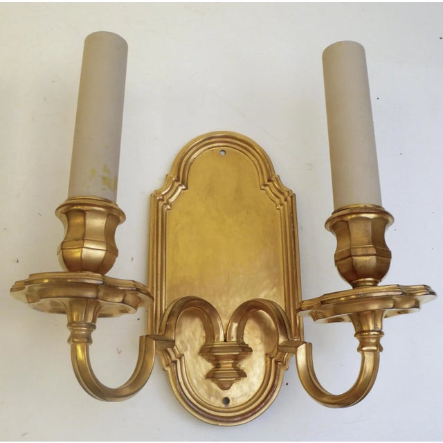Gold E.F. Caldwell Gilt Bronze Early Georgian Style Sconces - A Pair For Sale - Image 8 of 11