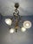 Metal Art Nouveau Golden Chandelier with Frosted Glass Shades For Sale - Image 7 of 18